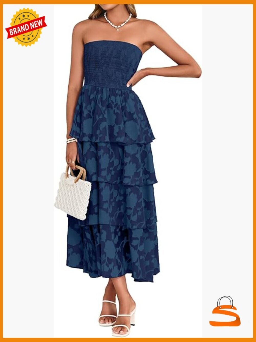 Strapless Boho Floral Maxi Dress Dual Wear Elastic Smocked Wedding Guest